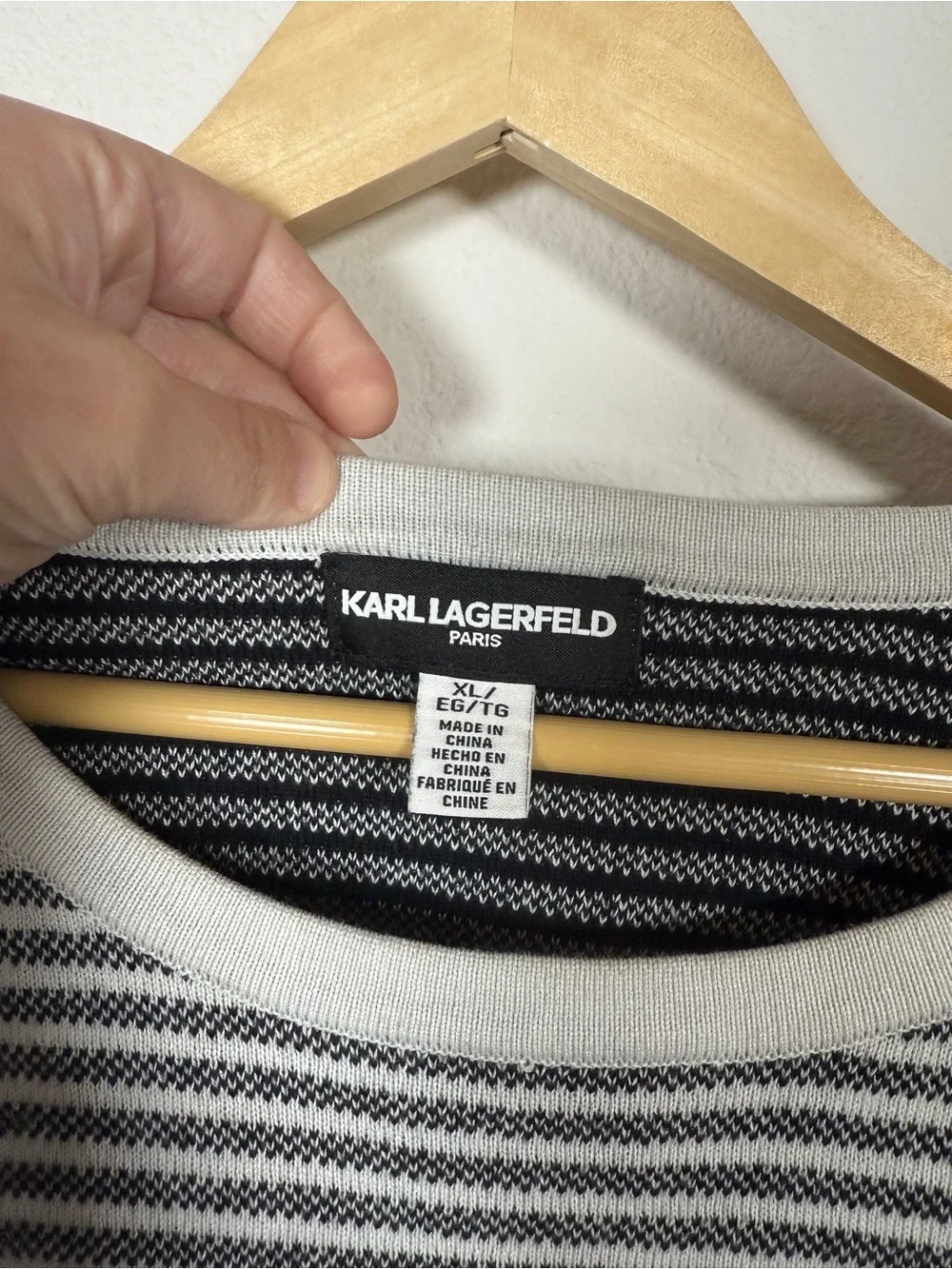Karl Lagerfeld C'est La Vie Striped Nautical Coastal Sweater XL Puff Sleeve